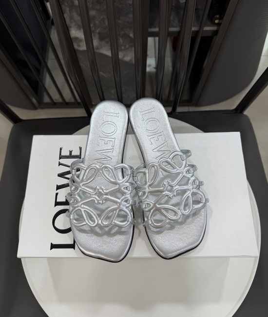 Loewe Woven Logo Premium Leather Comfort Flat Slides