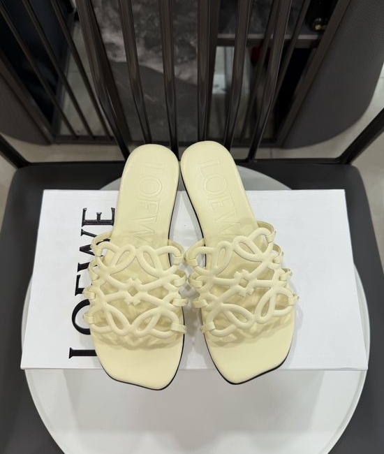 Loewe Woven Logo Premium Leather Comfort Flat Slides