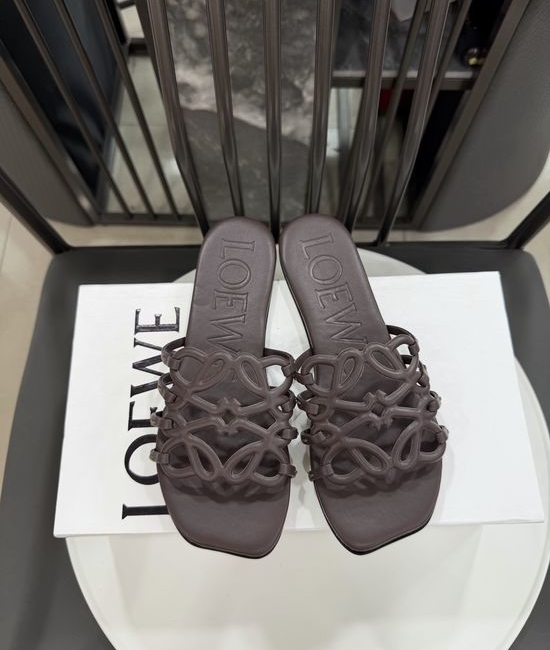 Loewe Woven Logo Premium Leather Comfort Flat Slides