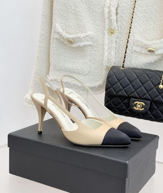Chanel Color Block Pointed Toe Elegant High Heel Sandals