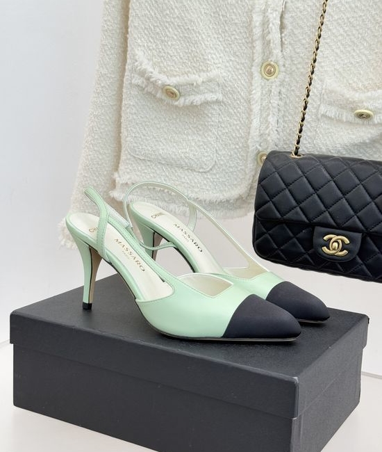 Chanel Color Block Pointed Toe Elegant High Heel Sandals