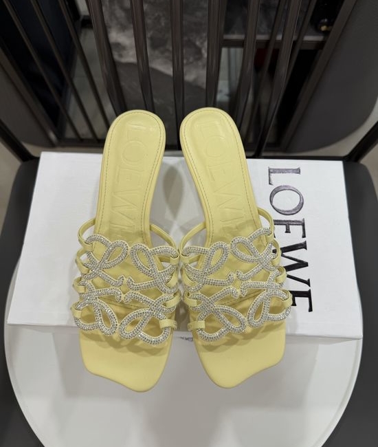 Loewe Rhinestone Heel Woven Logo Comfortable Flats