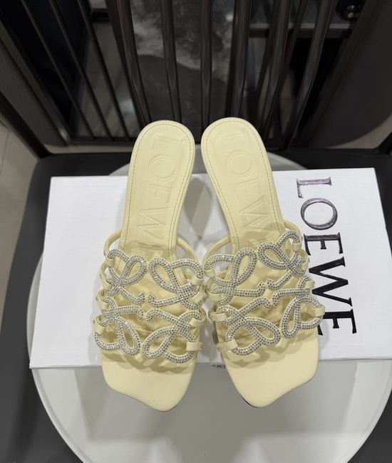 Loewe Rhinestone Heel Woven Logo Comfortable Flats