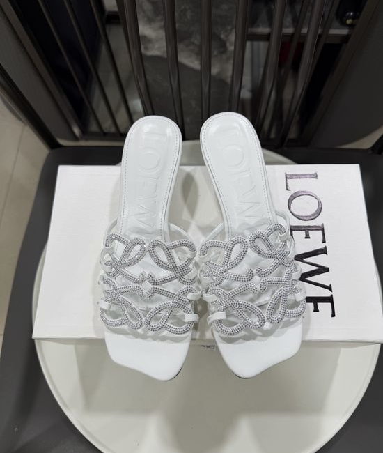 Loewe Rhinestone Heel Woven Logo Comfortable Flats
