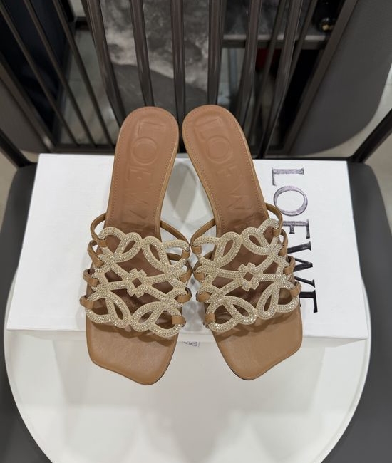 Loewe Rhinestone Heel Woven Logo Comfortable Flats