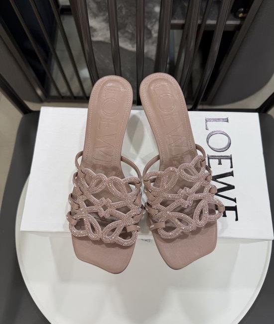 Loewe Rhinestone Heel Woven Logo Comfortable Flats