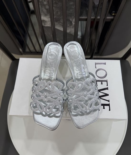Loewe Rhinestone Heel Woven Logo Comfortable Flats