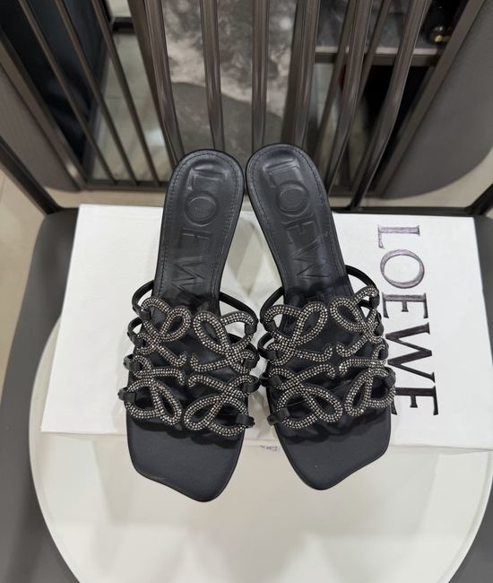 Loewe Rhinestone Heel Woven Logo Comfortable Flats
