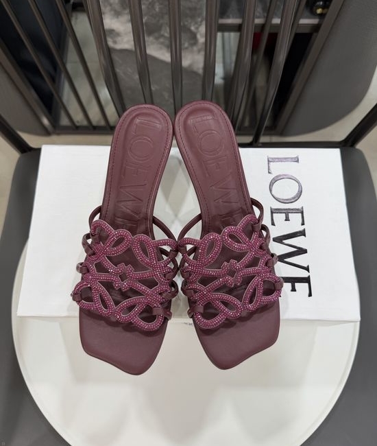 Loewe Rhinestone Heel Woven Logo Comfortable Flats