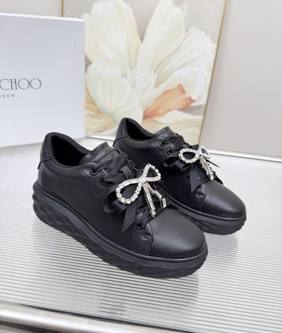 Jimmy Choo Embellished Genuine Leather Comfort Elevated Sneakers