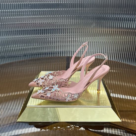 Rene Caovilla Embroidered Floral Mid-heel Shoes with Leather Sole