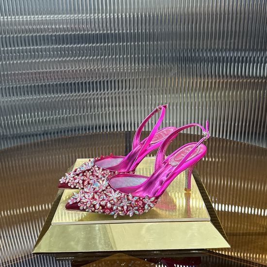 Rene Caovilla Embroidered Floral Mid-heel Shoes with Leather Sole