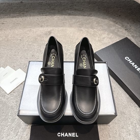 Chanel Patent Leather Rhinestone Buckle Loafers Premium Quality