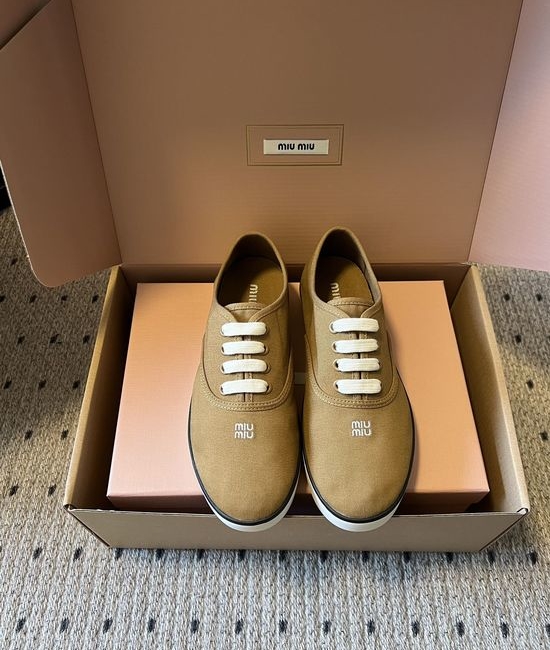 Miu Miu Comfortable Low Top Canvas Shoes Soft Sole Casual Daily Footwear