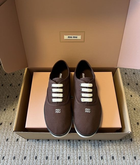 Miu Miu Comfortable Low Top Canvas Shoes Soft Sole Casual Daily Footwear