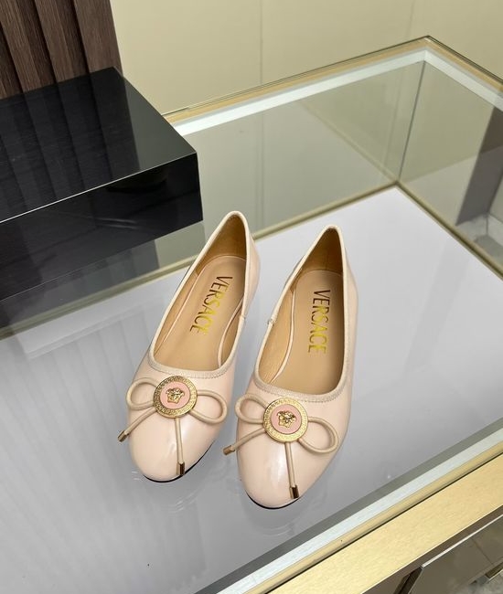 Versace Classic Round Toe Leather Casual Comfort Flats