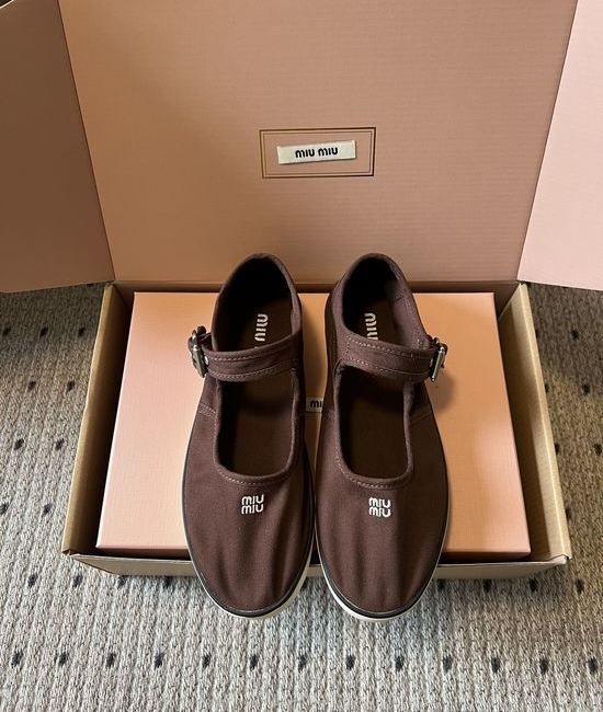 Miu Miu Comfortable Canvas Mary Jane Shoes Soft Sole Casual Daily Shoes