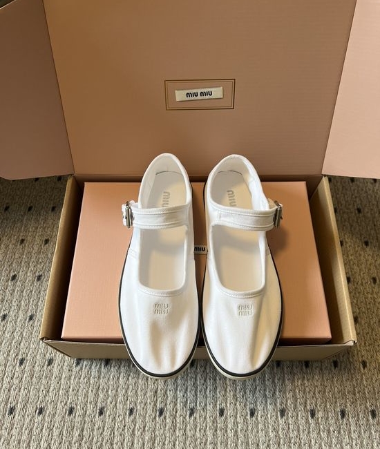 Miu Miu Comfortable Canvas Mary Jane Shoes Soft Sole Casual Daily Shoes