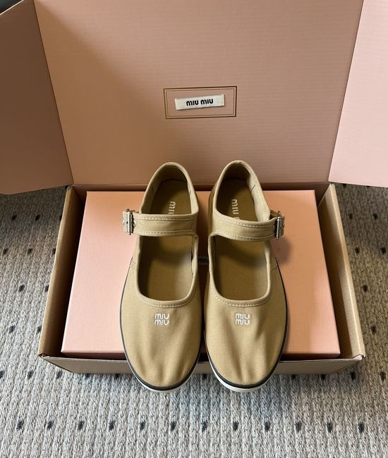 Miu Miu Comfortable Canvas Mary Jane Shoes Soft Sole Casual Daily Shoes