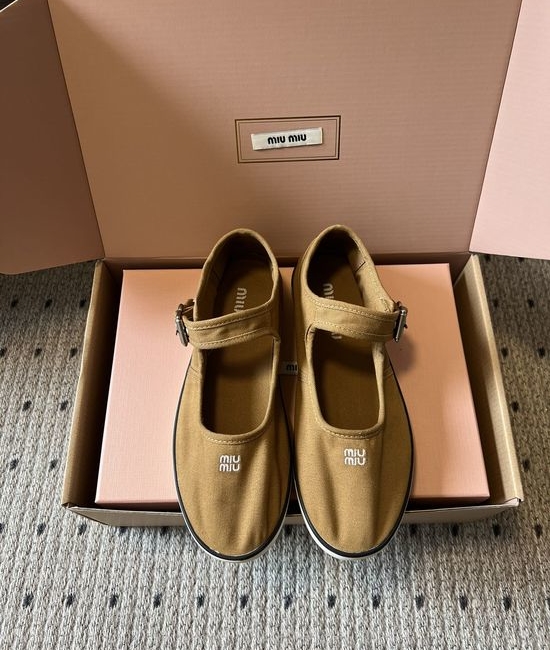 Miu Miu Comfortable Canvas Mary Jane Shoes Soft Sole Casual Daily Shoes