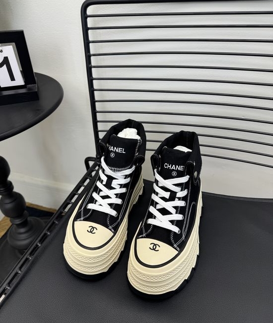 Chanel Versatile Two Way Wear Canvas High Top Sneakers
