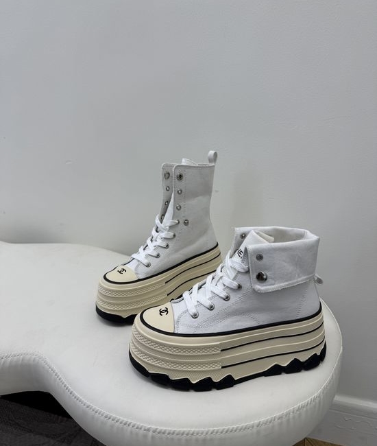 Chanel Versatile Two Way Wear Canvas High Top Sneakers