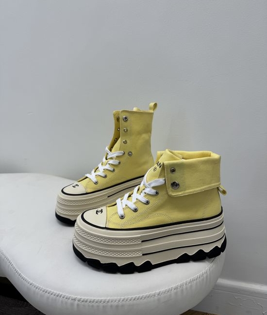 Chanel Versatile Two Way Wear Canvas High Top Sneakers