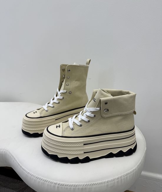 Chanel Casual Convertible Canvas High Top Walking Shoes