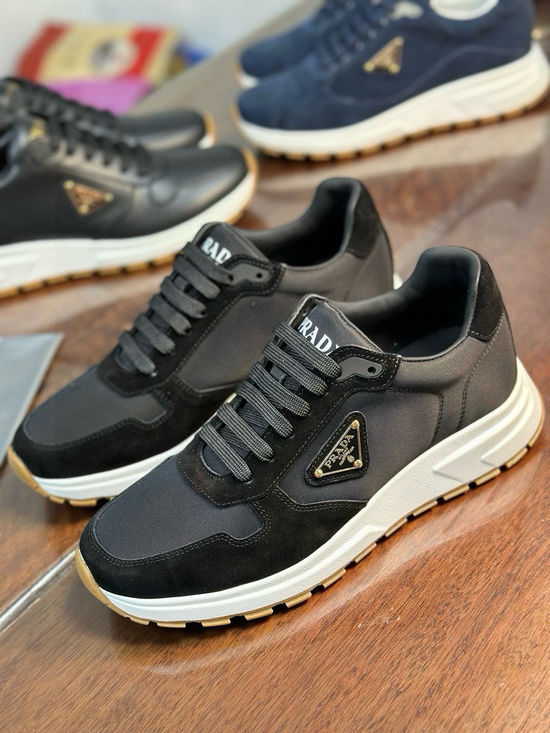 Prada Premium Fabric Sneakers with Soft Sheepskin Lining