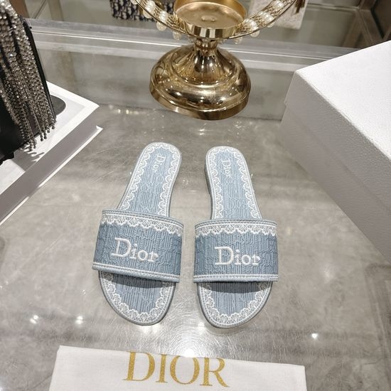 Christian Dior CD Embroidered Casual Flat and Block Heel Slides