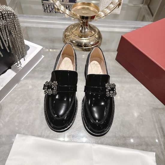 Roger Viver RV Side Buckle Block Heel Comfortable Loafer Shoes