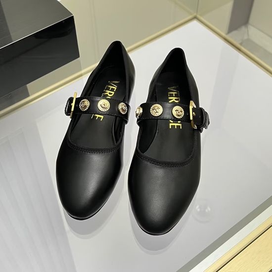 Versace Classic Round Toe Leather Casual Comfort Flats