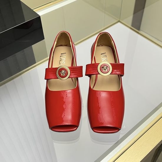 Versace Comfortable Peep Toe Leather All Match Casual Flats