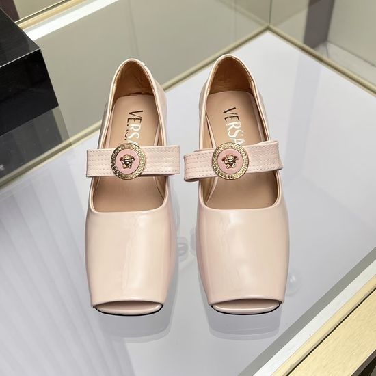 Versace Comfortable Peep Toe Leather All Match Casual Flats
