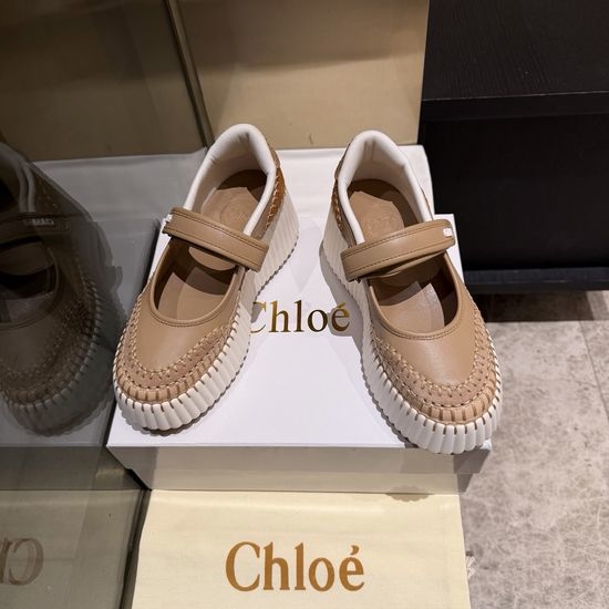 Chloe Hand Stitched Leather Casual Shoes With Thick Sole