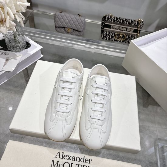 McQueen Vintage Style Leather Sneakers Soft Comfortable Casual Trainers
