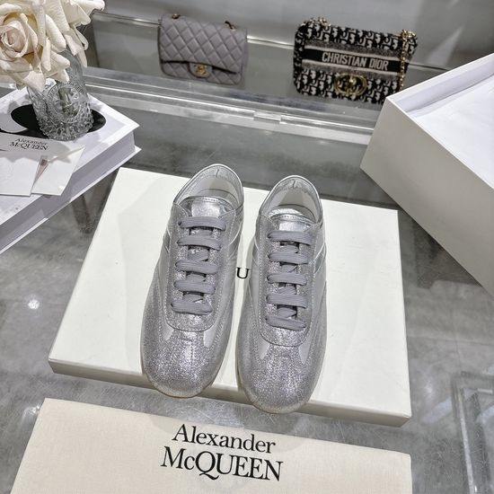 McQueen Metallic Nylon Casual Sneakers with Durable Rubber Outsole