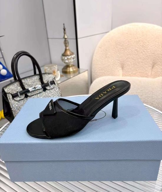 Prada Original Design Chunky Heel Slip-on Sandals