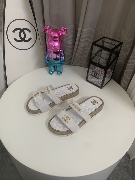 Chanel Velvet Espadrille Platform Sandals with Leather Sole