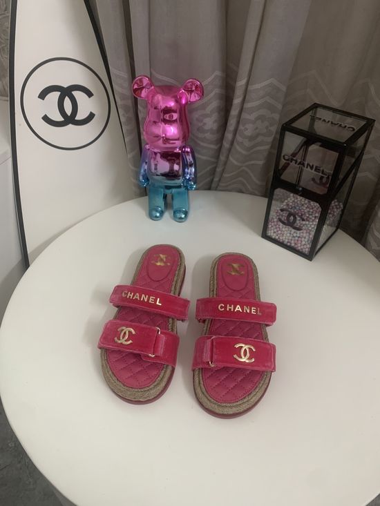 Chanel Velvet Espadrille Platform Sandals with Leather Sole