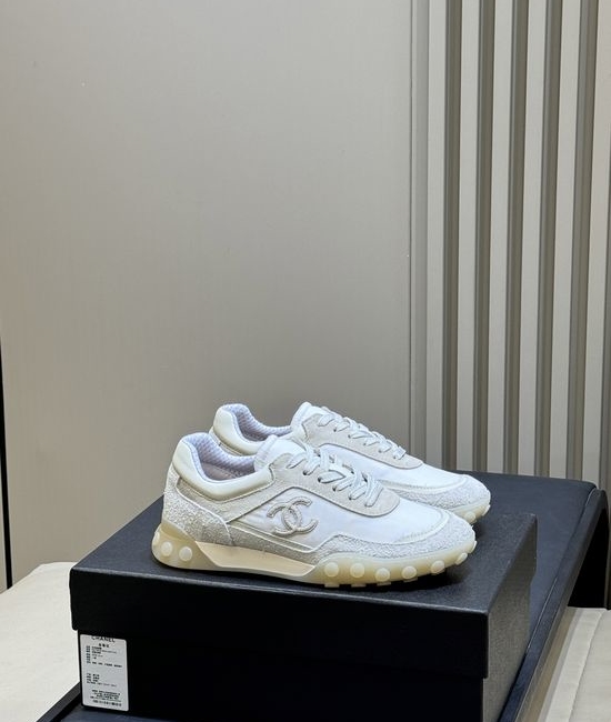 Chanel Suede Fabric Patchwork Non Slip Casual Sneakers