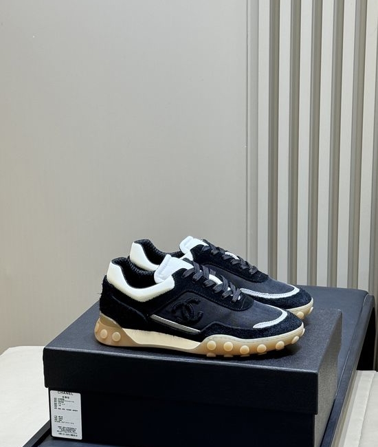 Chanel Suede Fabric Patchwork Non Slip Casual Sneakers