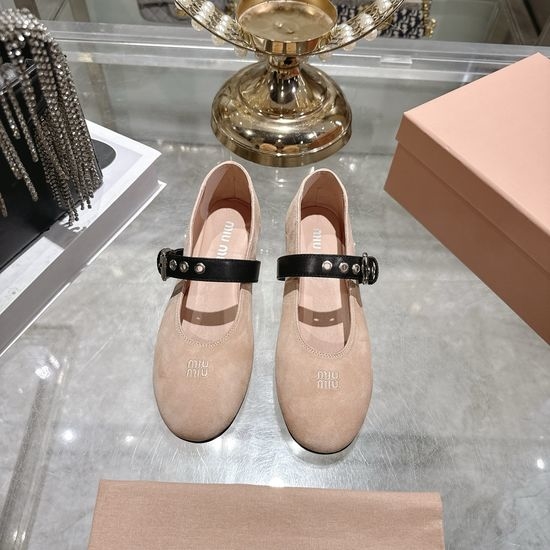 Miu Miu Soft Leather Comfortable Ballet Flats With Strap