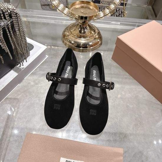 Miu Miu Soft Leather Comfortable Ballet Flats With Strap