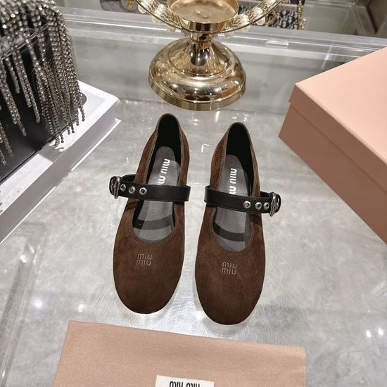 Miu Miu Soft Leather Comfortable Ballet Flats With Strap