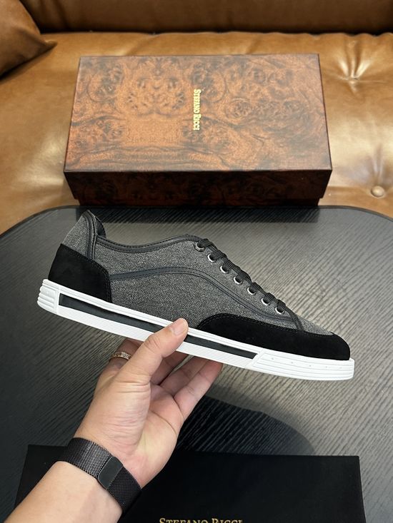 Stefano Ricci Premium Leather Retro Casual Walking Sneakers