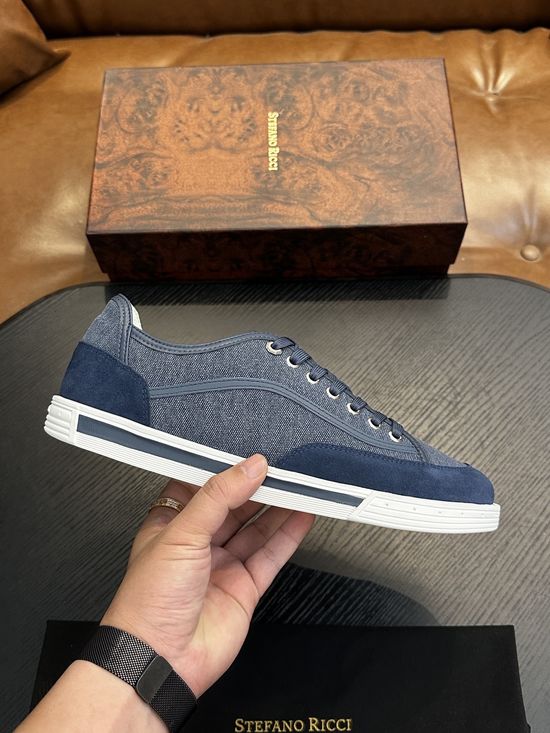 Stefano Ricci Premium Leather Retro Casual Walking Sneakers