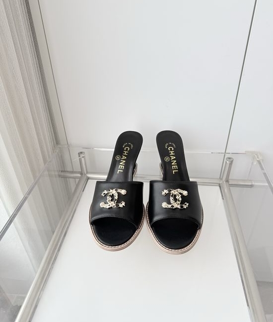 Chanel Premium Sheepskin Leather Mid Heel Sandals