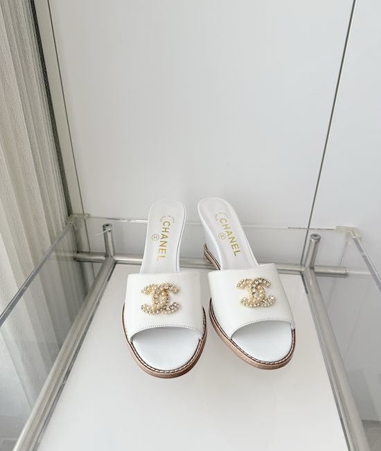 Chanel Premium Sheepskin Leather Mid Heel Sandals