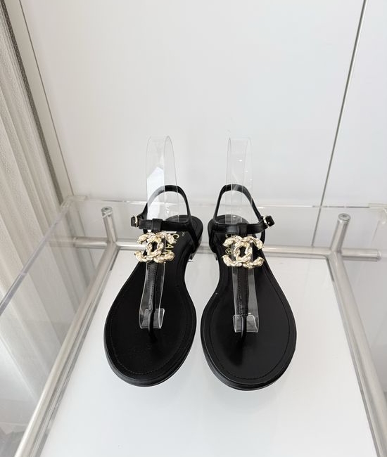 Chanel Premium Sheepskin Low Heel Sandals Italian Leather Sole